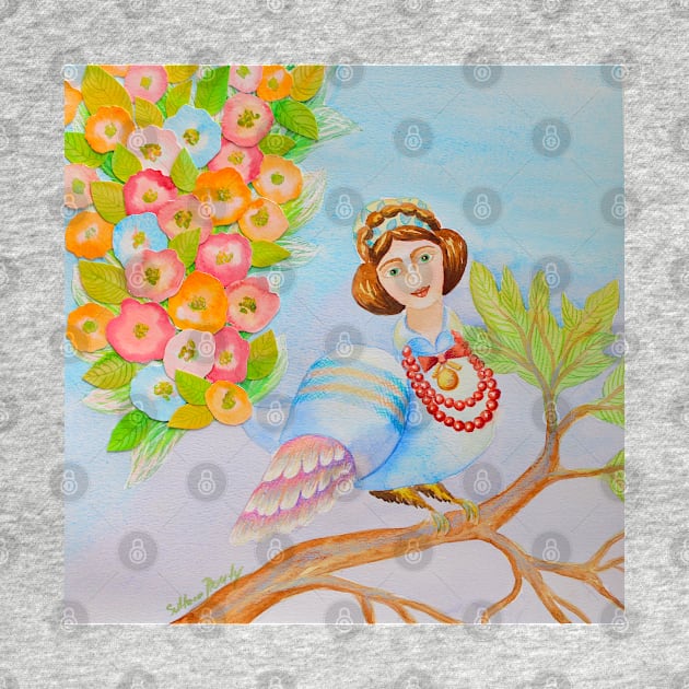 Fairy Bird Watercolor Painting Collage by SvitlanaProuty